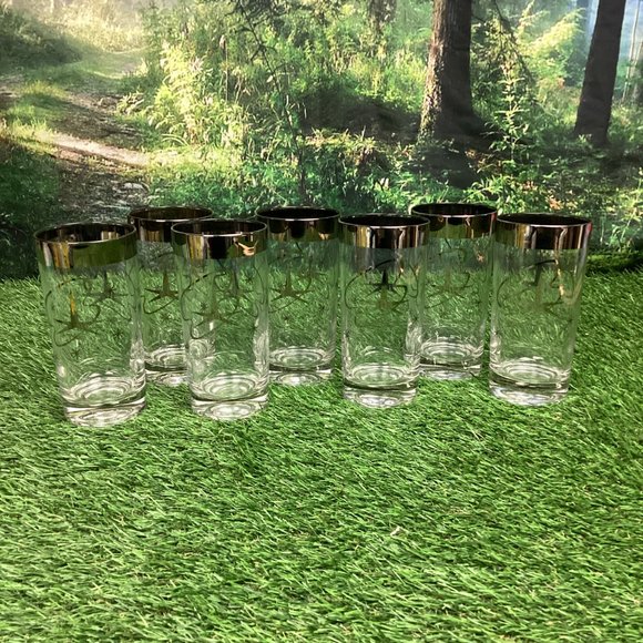 Vintage Atomic Highball Glasses with Silver Star and Streamer Design - Picture 9 of 9